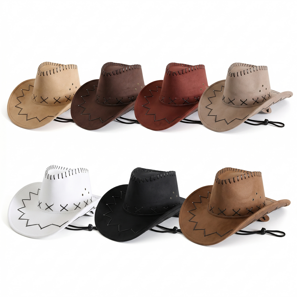 Cappello da Cowboy "Canyon Trail" con Cuciture a Vista