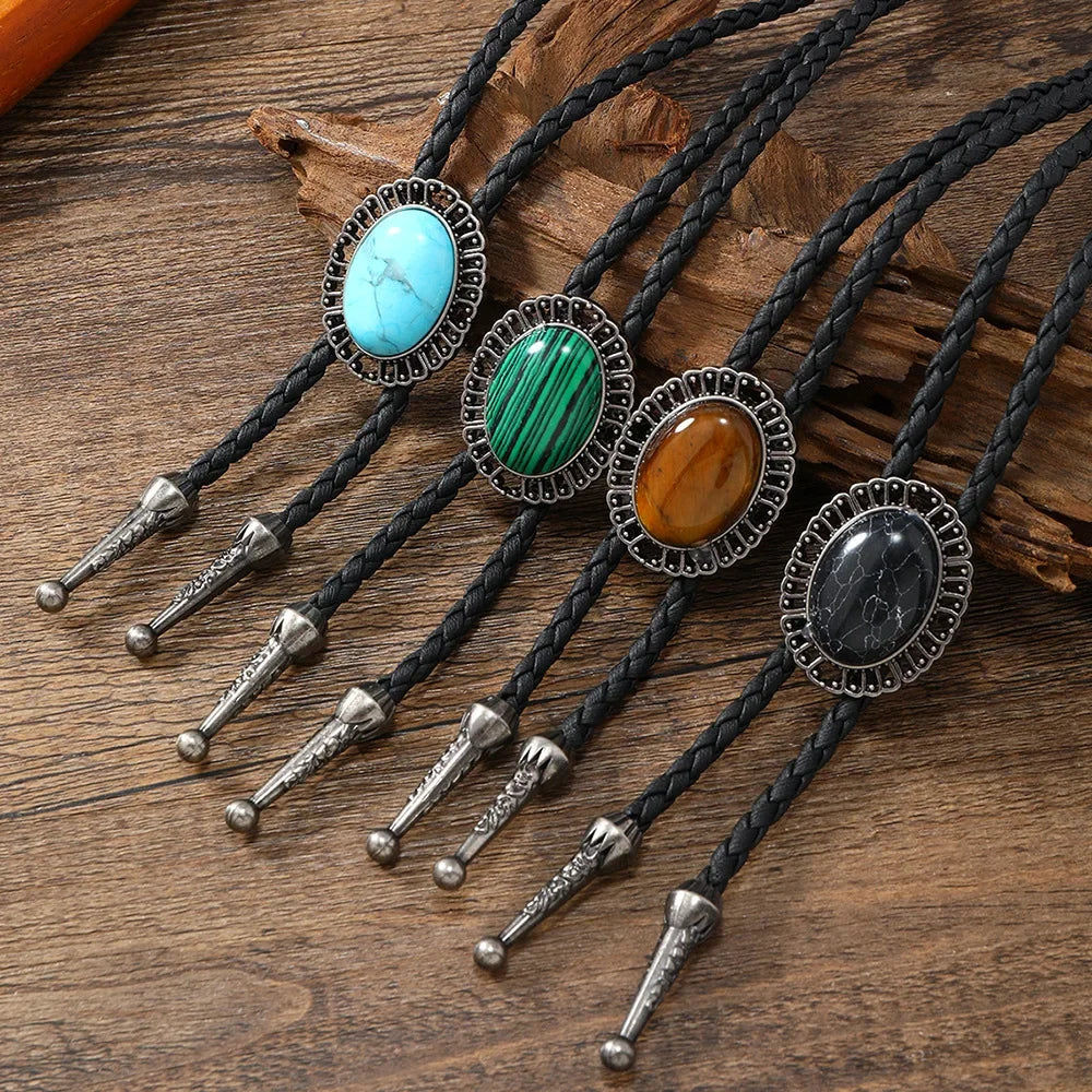 Cravatta Bolo Tie "Navajo Stone" con Pietra Incastonata